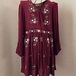 Wine Embroidered Tunic